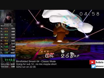 目隠しRTA スマブラ64 1P Game / Classic in 12:32 Blindfolded Speedrun