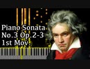 【ベートーヴェン】ピアノソナタ第3番 第1楽章 - Piano Sonata No.3 1st Mov. - Op.2-3【Synthesia/Beethoven】