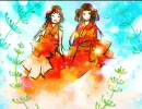 【夏の絵画展】金魚姉妹描いてみた。