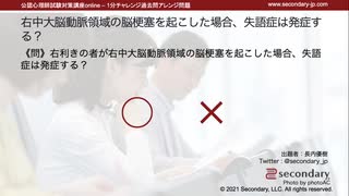 右中大脳動脈領域の脳梗塞を起こした場合、失語症は発症する？（公認心理師試験対策講座online 2021）