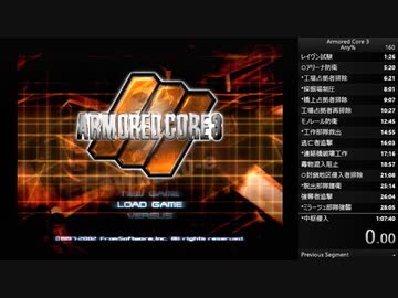 【無編集】アーマード・コア３RTA（Any％）1時間6分59秒