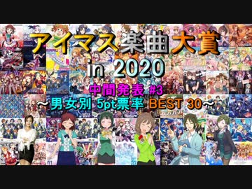 【中間発表 #3】アイマス楽曲大賞 in 2020【男女別 5pt票率 BEST 30】