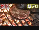 【飯テロ】焚火でステーキを焼いて白米と食べるだけ