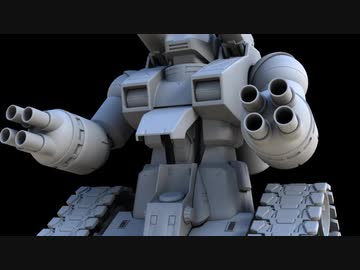 3DCGでガンタンク作る『可動部テスト』
