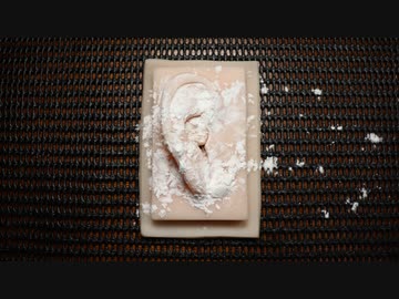 【ASMR】フニャフニャシリコン耳にパウダーをたっぷり塗った耳のマッサージ (声あり)【音フェチ】
