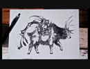 【ボールペンで】荷運び鹿【描いてみた】- Ballpoint pen -