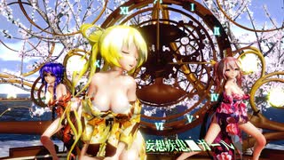 MMD【妄想疾患■ガール】Tda式 鏡音リン 重音テト 紫音美菜 kimono style【210316】【Ray】【N3】