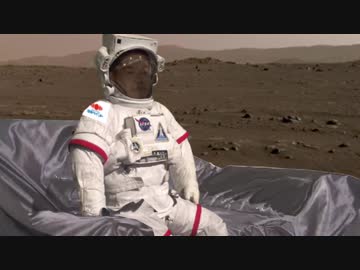 火星でインタビューを受ける先輩