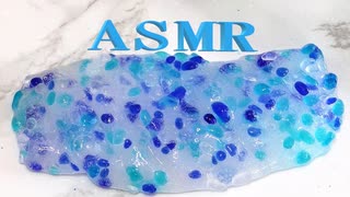 「音フェチ」ASMR！バイノーラル録音！スライムにカラーストーンを混ぜてみた♪立体音響！作業用BGM