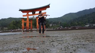 【素材】広島、厳島神社、宮島でバイオリン弾いてみたPVの為の撮影風景【旅動画】