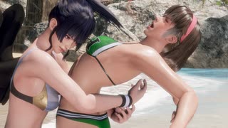 【DOA6 ryona】水着ヒトミ に女天狗がベアハッグ
