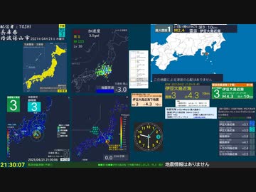 【緊急地震速報(予報)】 伊豆大島近海(最大震度3　M 4.3)