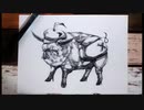 おめかししたブタ 【ボールペン画メイキング】- Ballpoint pen drawing -