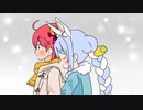 【漫画】みこちを風除けにして歩く兎田ぺこら【ホロライブ 切り抜き】