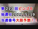 【ビンゴ５予想】第213回ビンゴ５「抽選日:2021/5/19」の当選番号をハイテンションで予想してみた（俺のビンゴ５予想）[俺のシリーズ]