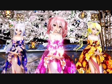 MMD【カメラ・ダンスモーション配布】【ダーリンダンス】3人ver Tda式 鏡音リン 重音テト 弱音ハク  kimono style【210518】 【ray】【sdPBR】