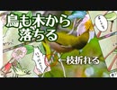 【4コマ鳥漫画】09　鳥も木から落ちる