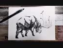 枝鹿 【ボールペン画メイキング】- Ballpoint pen drawing -