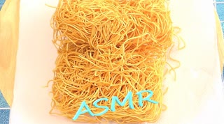 「音フェチ」咀嚼音！ASMR！バイノーラル録音！乾燥極細麵！パリパリ皿うどんの麺を食べてみた♪作業用BGM