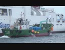ある日の桜島（その２８０）＜北埠頭で海上保安庁の測量船「光洋（HL-12）」の給油の模様と桜島＞