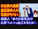 【海外の反応】 文在寅の 妻の画像を加工した 青瓦台… けしからんので 元の状態に 復元した。 韓国掲示板