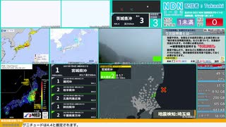 【緊急地震速報（予報）】茨城県沖　最大震度3