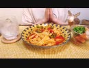 海老のトマトクリームパスタたべる