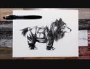犬っこ - その1 - 【ボールペン画メイキング】- Ballpoint pen drawing -