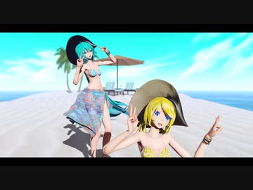 【MMD】Tda式改変水着ミク、リンでCALL ME CALL ME