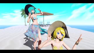 【MMD】Tda式改変水着ミク、リンでCALL ME CALL ME