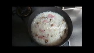 きのことチーズのリゾット製造過程