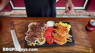 ヒバチ(火鉢) グリルド リブアイ＋シュリンプ