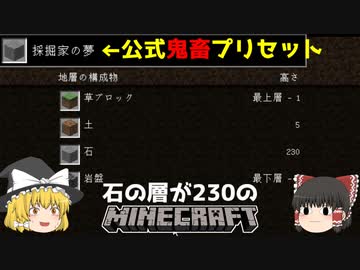 ゆっくり実況 マイクラ公式の鬼畜プリセット採掘家の夢 前編 マインクラフト Minecraft のコンテンツツリー ニコニ コモンズ