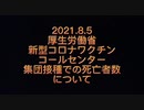 2021.8.5厚生労働省 新型コロナワクチンコールセンターに集団接種会場で接種して、死亡した場合、死亡報告されない!?って本当か!?電話してみた