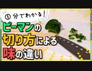 【1分で分かる】ピーマンの切り方で変わる苦みと食感について