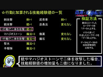 PC98版『偽典・女神転生』各種行動による技能経験値の増加の検証