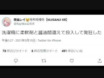 【にじさんじ切り抜き】洗濯機に醤油をいれてしまった明楽レイ