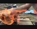 弓切り式で火起こしチャレンジ！大成功！