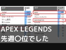【8月4週】先週のAPEXは〇位でした