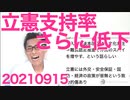 立憲党の支持率がさらに低下、理由は致命的な公約と共産コラボ／高市さんの影響で右傾化する自民総裁候補者たち20210915