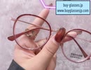 インスタ映え度付きメガネ芸能人おしゃれメガネ伊達眼鏡ブランド男女レッド赤色グラデーションカラー軽量セルフレーム透明丸いめがねべっ甲