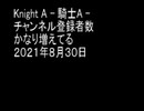 Knight A - 騎士A -チャンネル登録者数かなり増えてる　２０２１年８月３０日