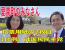 衆議院選挙2021・愛南町の選挙区は「愛媛４区」比例四国・２枚目の投票用紙は「国民民主党」