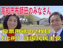 衆議院選挙2021・高知市布師田の選挙区は「高知１区」比例四国・２枚目の投票用紙は「国民民主党」