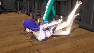 【原神リョナ】雷電将軍 腹パン 背中を踏む MMD
