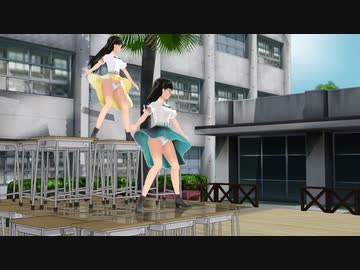 【MMD】てとらーず2人が榛名さん私服で積み上げ机2段でリスキーゲームを踊る