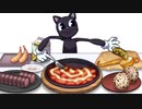 Mukbang Animation Hot spicy food pizza burger set eating Cartoon cat Complete edition 01