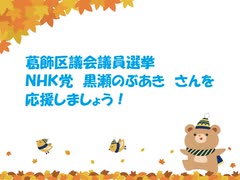 ＜令和３年　葛飾区議会議員選挙＞ＮＨＫ党　黒瀬のぶあき氏　は肩に小鳥を乗せて闘え！