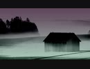 hut floating on the surface of the fog