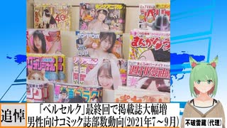 【動画News】「ベルセルク」最終回で「ヤングアニマル」大幅増。…男性向けコミック誌の部数動向(2021年7～9月)(2021/11/12)